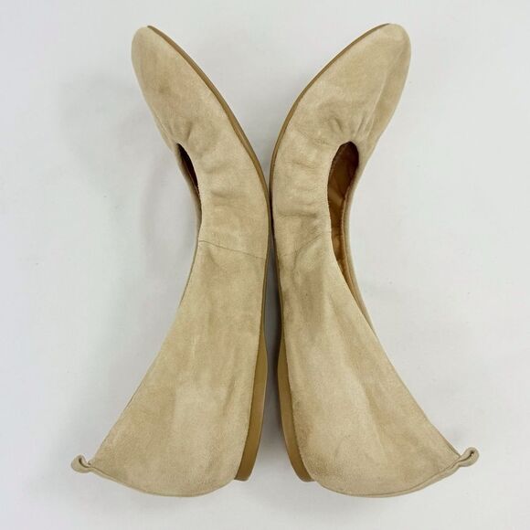 J. Crew Factory Anya Neutral Nude Tan Suede Leather Stretch Side Ballet Flats - Picture 7 of 14